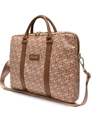 Guess GCube Stripes GUCB15HGCFSEW Τσάντα Laptop Ώμου 16" Beige