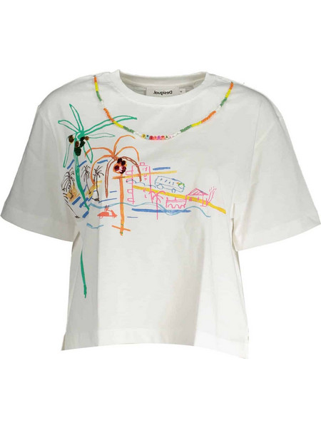 DESIGUAL WOMEN'S SHORT SLEEVE T-SHIRT WHITE Λευκό