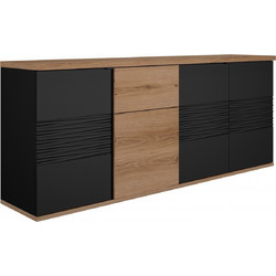 Otello Μπουφές Με 4 Πόρτες Και 1 Συρτάρι 208x47x87εκ. Helvezia Oak / Μαύρο