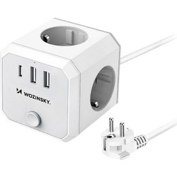 Wozinsky Power Cube 3x Ac 2x USB-A 1x USB-C 4000 W With 1.8 m Cable - White 5907769388644 - (WKZ-3B)