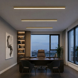 kelvo(R) ORION KLV-101-0364-V2 Γραμμικό Φωτιστικό Οροφής LED 72W 7200lm 120 AC 220-240V IP20 Ρυθμιζόμενο Λευκό CCT με Χειριστήριο από 2700K έως 6000K Dimmable - Lumileds SMD Chip - Σατινέ Χρυσό Βούρτσ