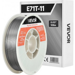 Σύρμα συγκόλλησης VEVOR Flux Core MIG, E71T-11 0,8mm 4,5kg, Σύρμα συγκόλλησης από ήπιο χάλυβα χωρίς αέριο με χαμηλό πιτσίλισμα για συγκόλληση τόξου σε όλες τις θέσεις, αυτο-θωρακισμένο για εξωτερική χ