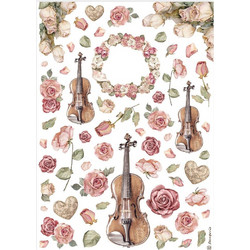 Stamperia Ριζόχαρτο Decoupage A4 (21X29,7cm) Violins and Roses