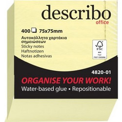 DESCRIBO ΧΑΡΤΑΚΙΑ ΚΥΒΟΣ ΚΙΤΡΙΝΟΣ 75X75MM 400Φ