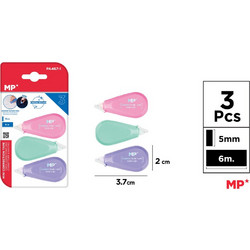 Διορθωτική Ταινία PASTEL Χρώματα MP 6m x 5mm PA467-1 Σέτ 3 τεμαχίων