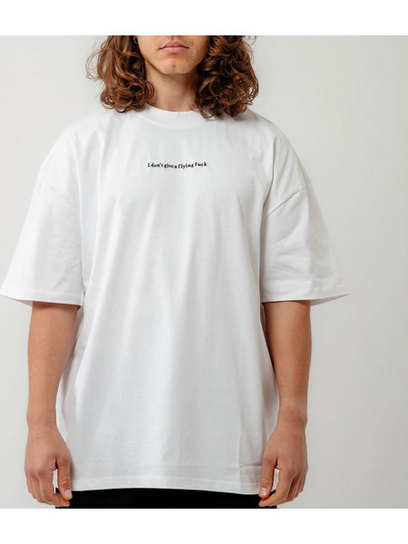 BEE UNUSUAL I Don't Give A Flying F* Oversized T-shirt - White