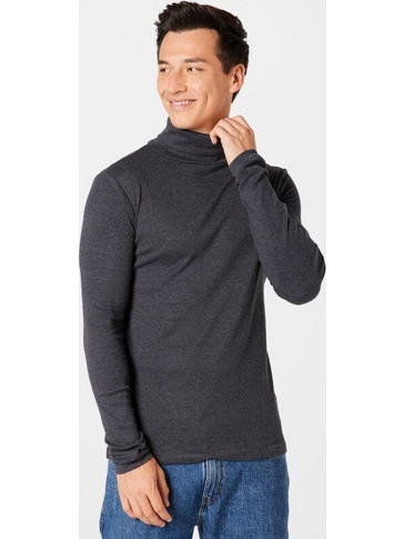 Indicode Men's BARNABY L/S Turtleneck T-Shirt - Charcoal Mix