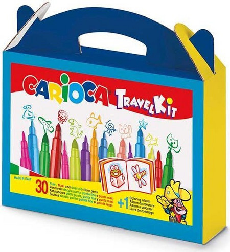 Carioca travel βαλιτσάκι με 30 μαρκαδόρους και βιβλίο ζωγραφικής