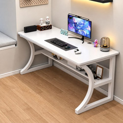 Γραφείο Υπολογιστή Gaming 140x60x75 cm με Μεταλλικό Σκελετό Και Ράφι CT003 Λευκό