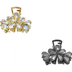 Ro Accessories Κλάμερ μαλλιών λουλούδι στρας 4.5cm 13-0154