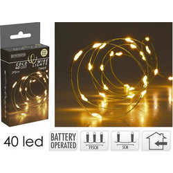 Zaros 40 Χριστουγεννιάτικα Λαμπάκια LED σε Σειρά Μπαταρίας Θερμά Λευκά/Χρυσά 2m