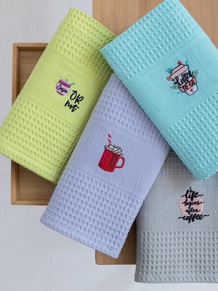Palamaiki Σετ 4 Πετσέτες Κουζίνας Kitchen Towels 50x70 NORA102 Εμπριμέ