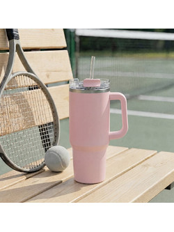Κούπα Θερμός Με Λαβή & Καλαμάκι 600ml F-V Alex 213566 Pink
