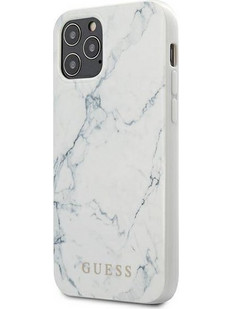 Guess Marble Back Cover White (iPhone 12 / 12 Pro)