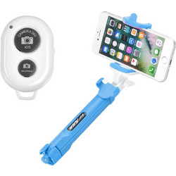 Combo selfie stick με τρίποδο και χειριστήριο bluetooth μπλε - OEM