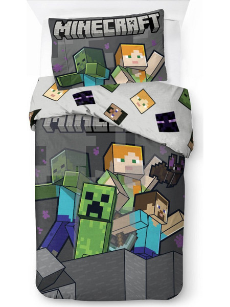 Minecraft Mob Fushion Mayhem Σετ Παπλωματοθήκης με Μαξιλαροθήκη 140x200, 70x90 εκ
