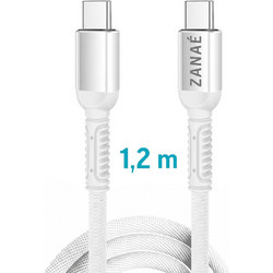 Zanae καλώδιο USB C σε USB C 1.2m Λευκό 3A