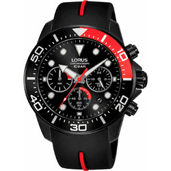 Lorus Sports Ανδρικό Ρολόι Χρονογράφος με Μαύρο Καουτσούκ Λουράκι RT347JX9