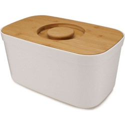 Δοχείο ψωμιού Joseph Joseph με καπάκι bamboo / cutting board, λευκό, 37 x 22 x 18 cm