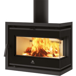 Edilkamin Firebox Evo 49 L/R White Ecokeram Ενεργειακό Τζάκι Κασέτα Αερόθερμο Ξύλου Αριστερή Γωνία 9.6kW Με Βεντιλατέρ