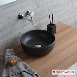 Scarabeo Glam Επικαθήμενος Νιπτήρας Μπάνιου Στρογγυλός Πορσελάνης 33x9cm Μαύρος 1808-401