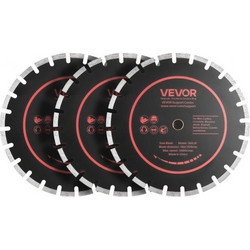 Διαμαντόδισκοι VEVOR 359 mm, Σετ 3 τεμαχίων για κοπή σκυροδέματος, Άξονας 25,4 mm, Τμήματα διαμαντιού υψηλής σκληρότητας, Πυρήνας από ατσάλι 65Mn, Κοπή ξηρού και υγρού, Καθαρές άκρες για σκυρόδεμα, το
