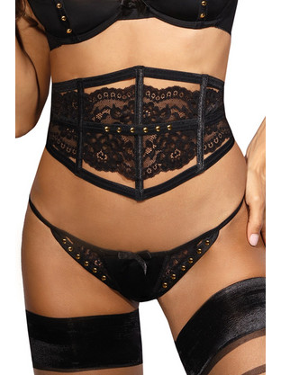 Axami Γυναικείο Sexy String με Δαντέλα Μαύρο V-9788