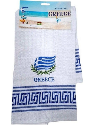 Πετσέτα ποτηρόπανο Souvenir με κέντημα - Σετ 12pcs - Greece - 416174