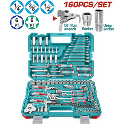 TOTAL ΕΠΑΓΓ. ΚΑΣΕΤΙΝΑ ΚΑΡΥΔΑΚΙΑ 1/4"-3/8"-1/2" & ΕΡΓΑΛΕΙΑ ΧΕΙΡΟΣ 160ΤΕΜ (THKTHP61607)