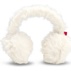 HUGO WOMEN EARWARMERS CLAUDYA METALLIC LOGO FAUX FUR