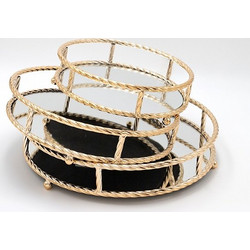 S/3 ΔΙΣΚΟΣ ΜΕΤΑΛΛΙΚΟΣ ΜΕ ΚΑΘΡΕΦΤΗ ΧΡΥΣΟ 37x7x37cm /32x7x32cm /27x7x27cm Eurolamp 819-00270