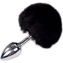 Alive BDSM Metal Fluffy Πρωκτική Σφήνα Tail Plug Μαύρη