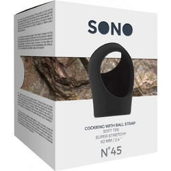 Sono 45 Cock Ring with Ball Strap Ελαστικό Δαχτυλίδι Πέους & Όρχεων Σιλικόνης 4cm Μαύρο