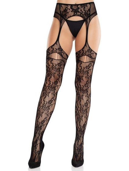 Leg Avenue - Net Stockings with garterbelt - O/S
