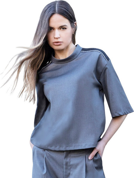 AGGEL W T-SHIRT TOP - FW51115KF-LIGHT GREY GREY