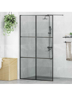 vidaXL Τοίχος Ντους Walk-in Μαύρο 115 x 195 cm σκληρυμένο γυαλί