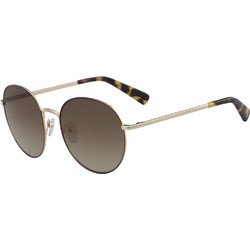 Longchamp LO101S 715 Γυναικεία Γυαλιά Ηλίου Στρογγυλά Μεταλλικά Χρυσά με Μαύρο Φακό
