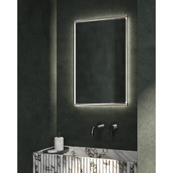 Project Mirrors Wood Tress Ορθογώνιος Καθρέπτης Μπάνιου Led Ξύλινος Ασήμι 40x60cm