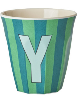 Rice - Melamine Cup with the Letter Y - Blue and Green - Medium
