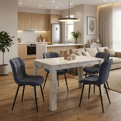Σετ τραπεζαρία 5τμχ Darlen - Chiara Megapap χρώμα λευκό εφέ μαρμάρου - ανθρακί 125x72x74εκ