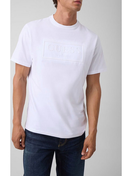GUESS CN SS BOX LOGO EMBOSSED TEE ΜΠΛΟΥΖΑ ΑΝΔΡΙΚΟ M6BI41K6178-G011 White