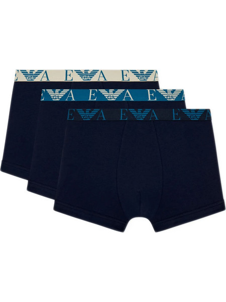 Emporio Armani Bold Monogram Ανδρικά Μποξεράκια Σετ Μπλε