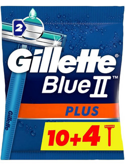 Gillette Blue II Plus Ξυραφάκι μιας Χρήσης με 2 Λεπίδες & Λιπαντική Ταινία 14τμχ