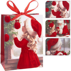 ΤΣΑΝΤΑ ΔΩΡΟΥ XMAS ΚΟΡΙΤΣΙ ΒΕΛΟΥΔΟ 12x6,5x16cm ASSORTED