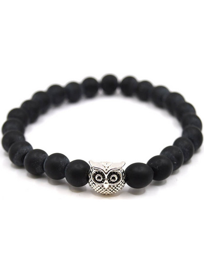 GUF Βραχιόλι Μαύρο με Σχέδιο «simple owl» GNG0234