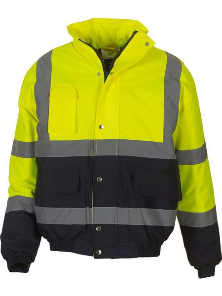 Μπουφάν με ανακλαστικές ταινίες 2-Tone Bomber Yoko HVP218 Fluo Yellow/Navy