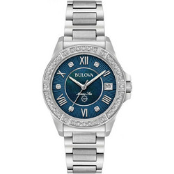 Bulova Diamond Γυναικείο Ρολόι με Ασημί Μεταλλικό Μπρασελέ 96R215