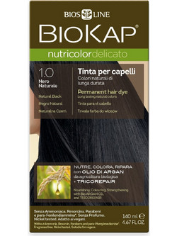Biosline BioKap Nutricolor 1.0 Black Μόνιμη Βαφή Μαλλιών Χωρίς Αμμωνία 140ml