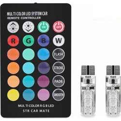 Ψείρες RGB LED T10 αυτοκινήτου με χειριστήριο
