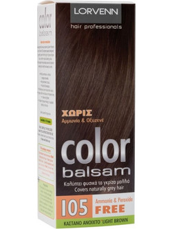 Lorvenn Color Balsam 105 Καστανό Ανοιχτό Ημιμόνιμη Βαφή Μαλλιών Χωρίς Αμμωνία 60ml